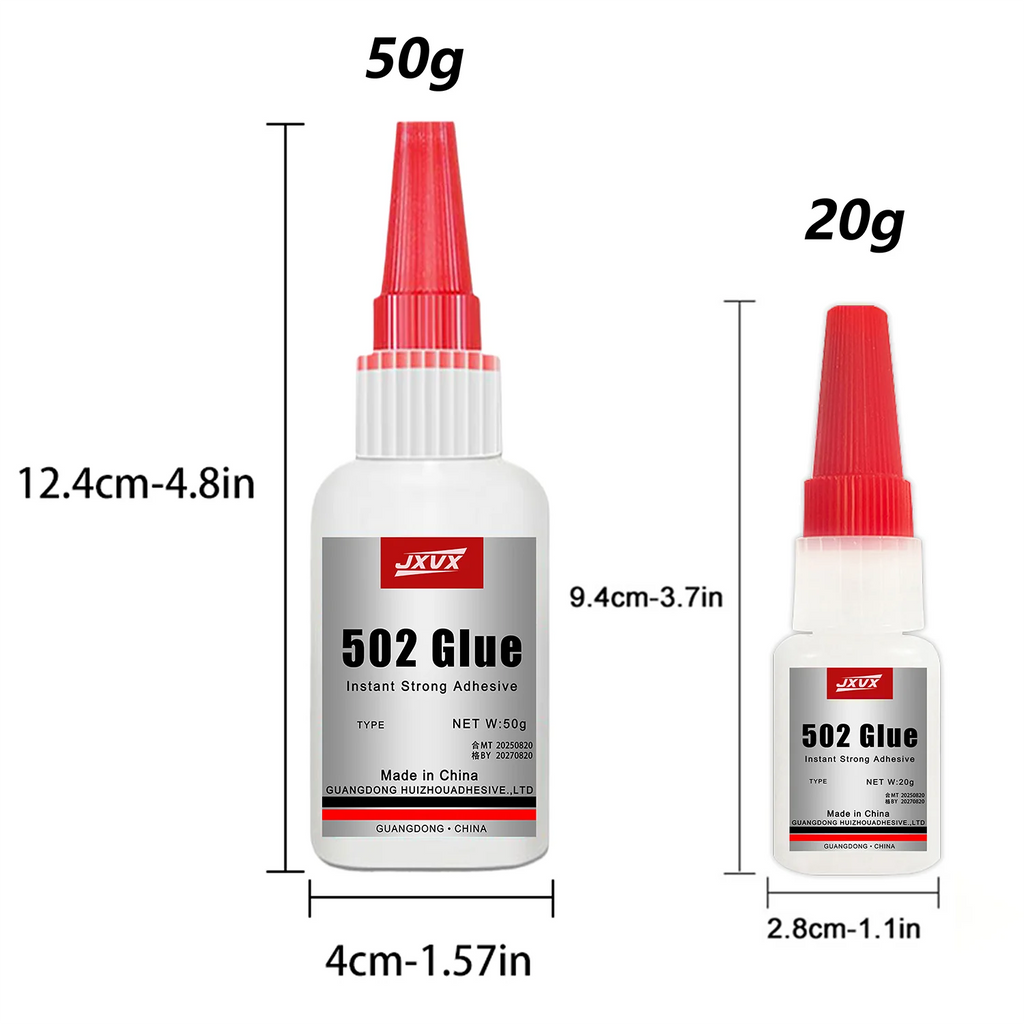 Jxvx 50g Large Capacity 502 Super Glue, Cyanoacrylate Adhesive, Instant Quick Drying Cyanoacrylate Adhesive, Leather, Rubber, Glass, Wood, Metal, Liquid Adhesive Tool, Super Strong Glue 502.
