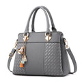 Casual PU Leather Shoulder Bags with Pendant Solid Color Ladies Handbags Large Capacity Embossed Crossbody Bag