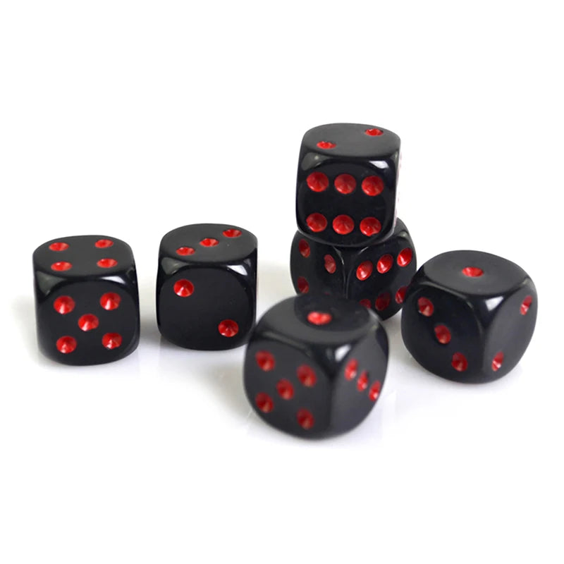 10Pcs High Quality 16mm Red Black Six Sided Spot D6 Playing Games Dice Set Opaque Dice For Bar Pub Club Party Board Game