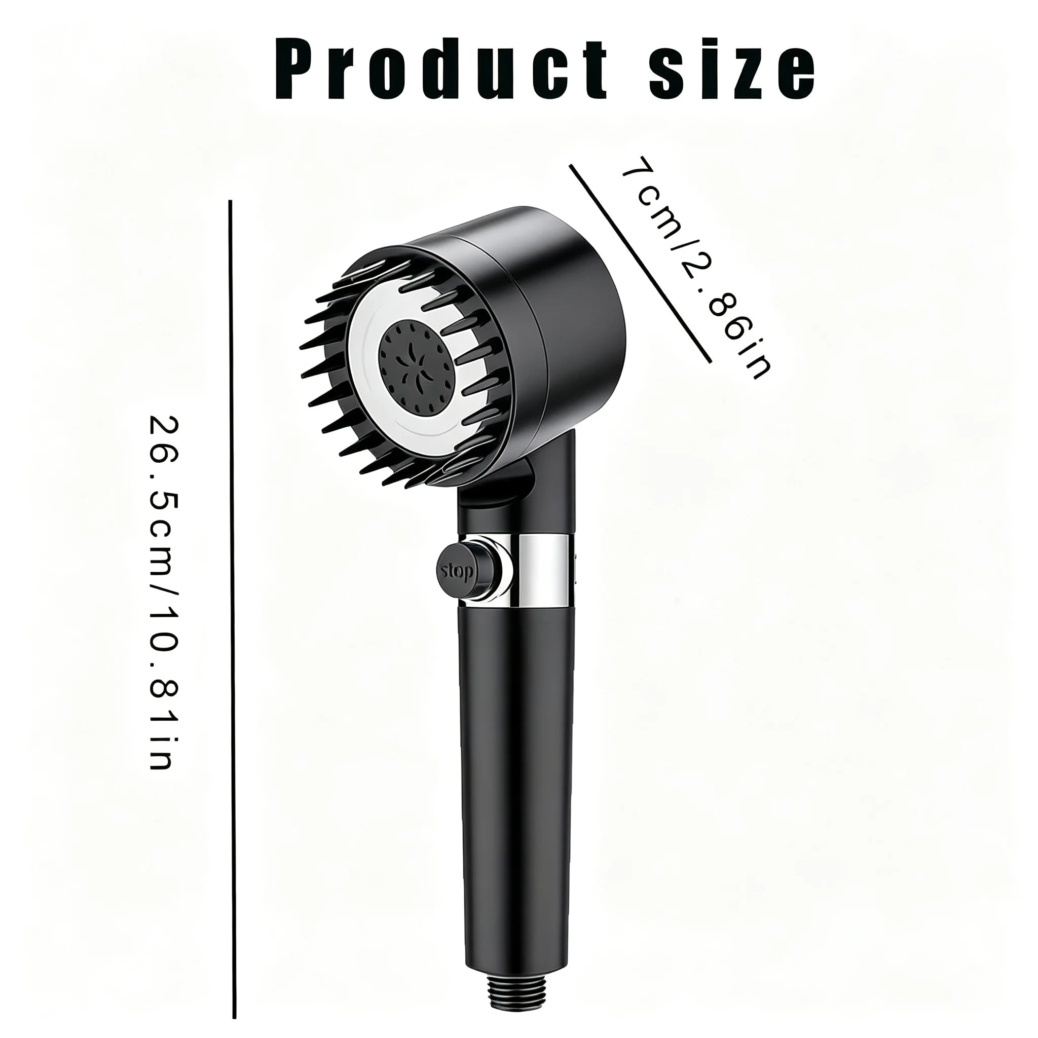 Black & Grey Wall-Mounted High-Pressure Shower Head with  Polished Finish Durable Plastic for Enhanced Water Pressure