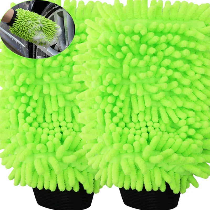 Microfiber Car Wash Gloves Chenille Super Soft Scratch Free Wash Mitts for Auto Detailing Cleaning Drying Glass Window Polishing