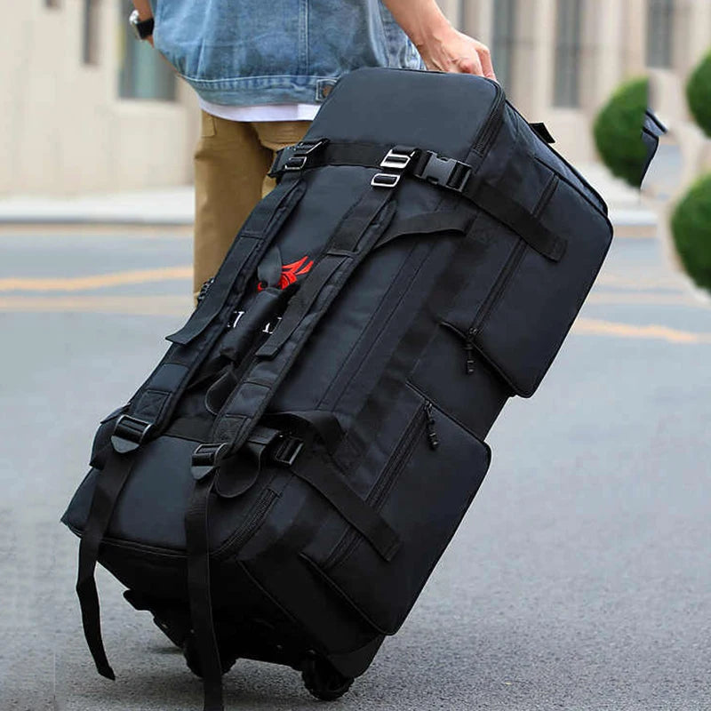 90/110l Large Capacity Travel Backpack Foldable Belt Wheel Travel Bag Multi Functional Shipping Bags Wear-Resistant Luggage Bag