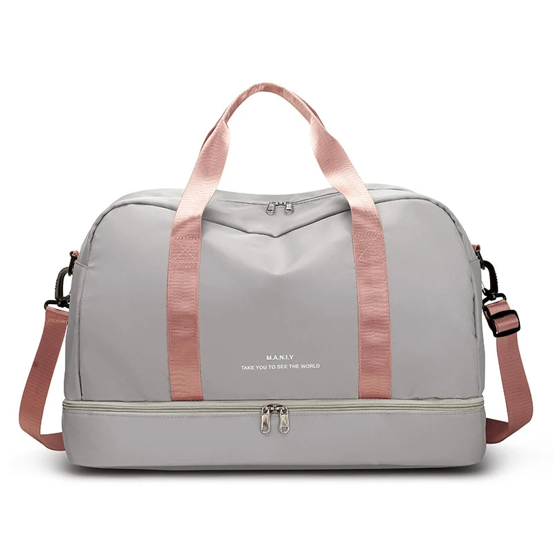 Expandable Travel Duffle Bag for Women, Sports Handbag, Fitness Bag, Large Capacity, One Shoulder Weekend Overnight Bag
