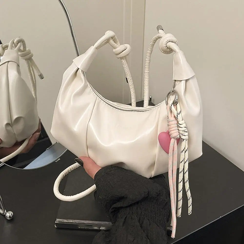 Women's Crescent Shoulder Bag Elegant PU Leather Handbag 2026 Trendy Crossbody Purse Minimalist Chic Daily Evening Bag
