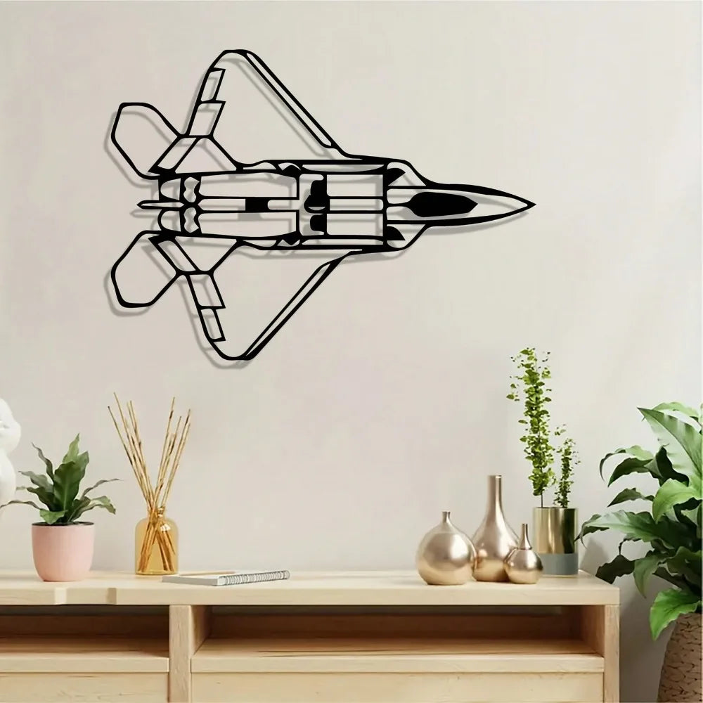 Vintage Powder Coated F-22 Raptor Model - Stylish Fighter Jet Wall Art for Teen's Room, Perfect Aviation Gift