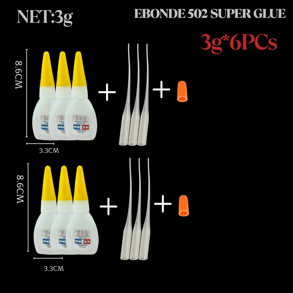 1/3/10PCs 502 Super Glue Instant Quick-Drying Cyanoacrylate Adhesive for Leather Rubber Wood Metal Strong Bond Liquid Glue