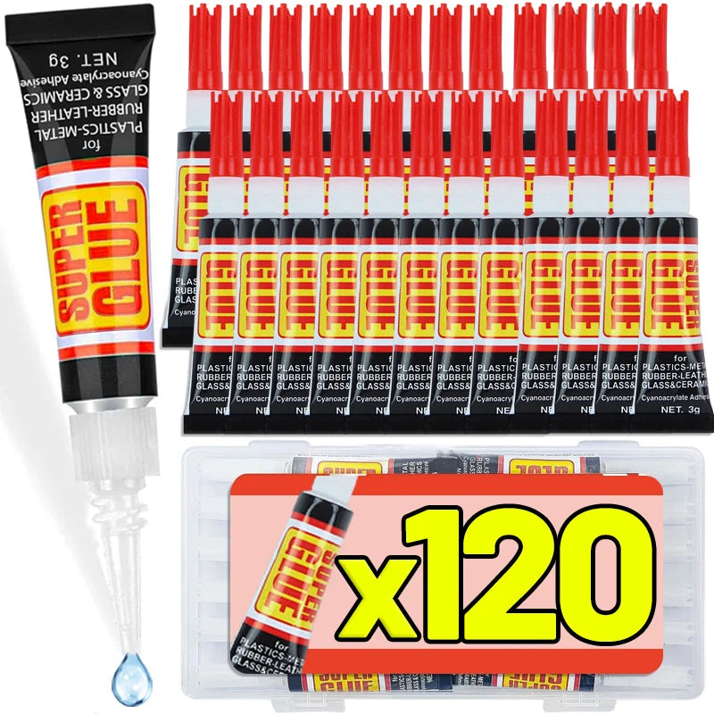 120/10Pcs Liquid Super Glue Wood Rubber Metal Glass Cyanoacrylate Adhesive Stationery Store Nail Gel Instant Strong Bond Leather