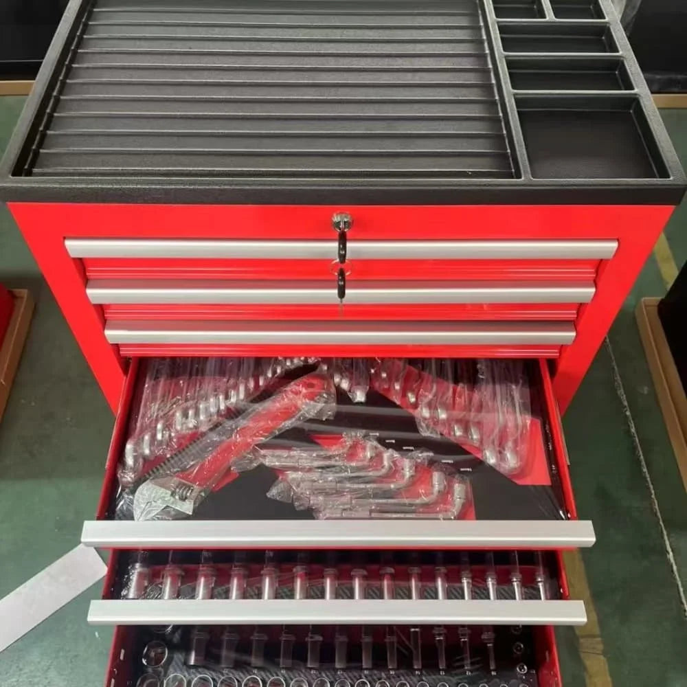 Tool Chests Cabinets for Mechanics 7-Drawer Mechanic Tool Cabinet in Red and Black with Wheels Customizable ODM/OBM Support