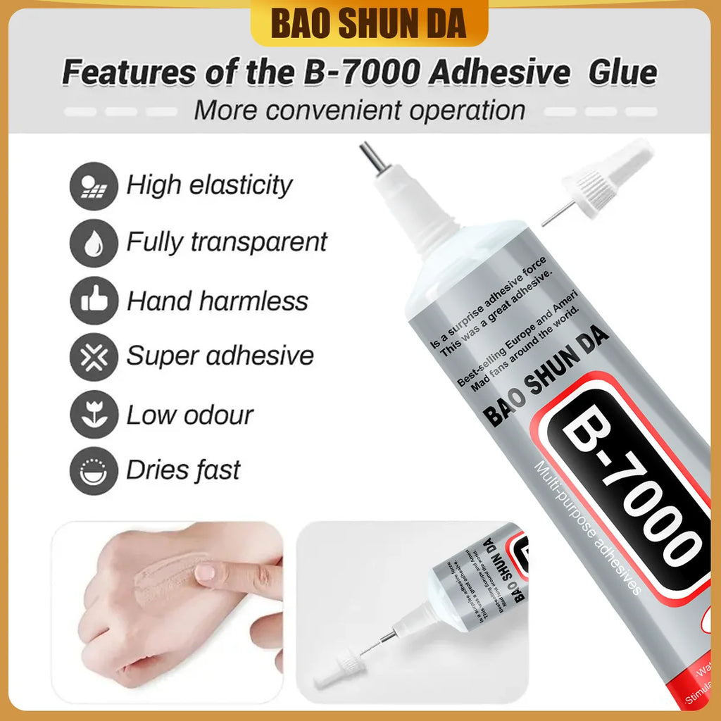 Transparent adhesive B-7000 and black T-7000, 25ml/50ml/110ml, handmade jewelry, quick-drying waterproof resin glue, phone screen repair glue, universal adhesive for DIY jewelry