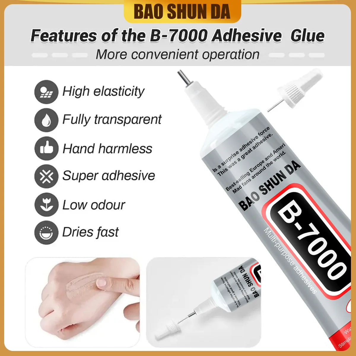 Transparent adhesive B-7000 and black T-7000, 25ml/50ml/110ml, handmade jewelry, quick-drying waterproof resin glue, phone screen repair glue, universal adhesive for DIY jewelry