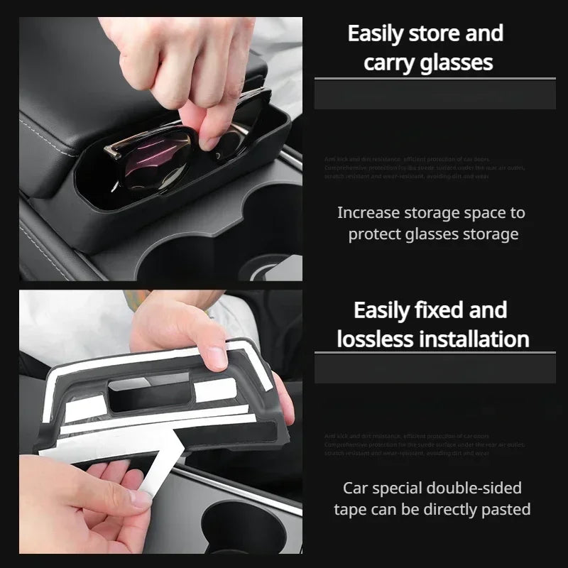 For Tesla Model Y Interior Accessorie Central Control Armrest Box Glasses Pocket Card Key Cell Phone Storage Casket Auto Parts