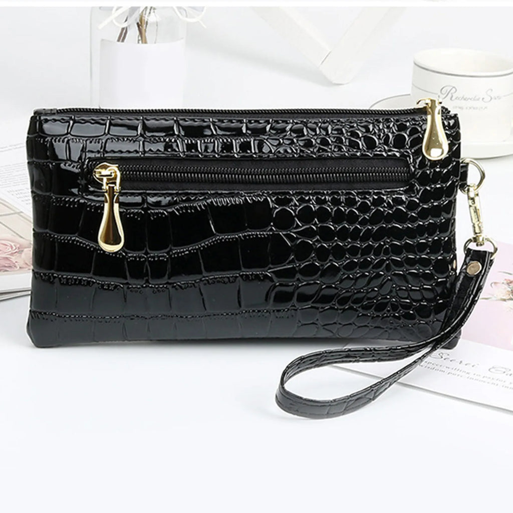 Fashion Shiny PU Leather Handbag Women Large Capacity Crossbody Bag PUrse Fashionable Elegant Evening Bag