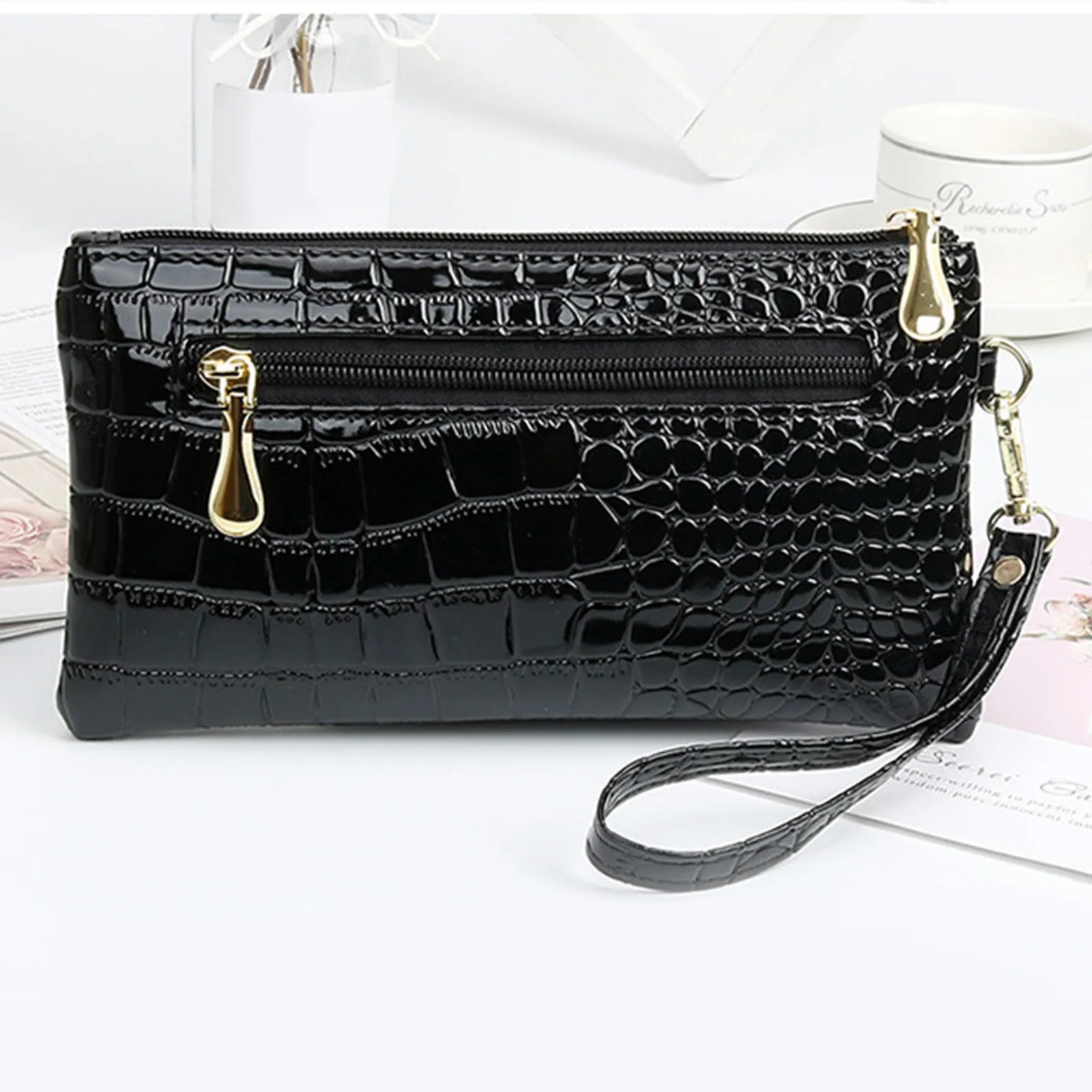 Fashion Shiny PU Leather Handbag Women Large Capacity Crossbody Bag PUrse Fashionable Elegant Evening Bag