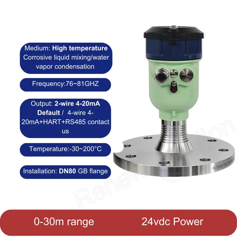 80ghz High Frequency Radar Level Meter Explosion-proof Anti-corrosion Material Storage Dust River Reservoir Water Level Gauge