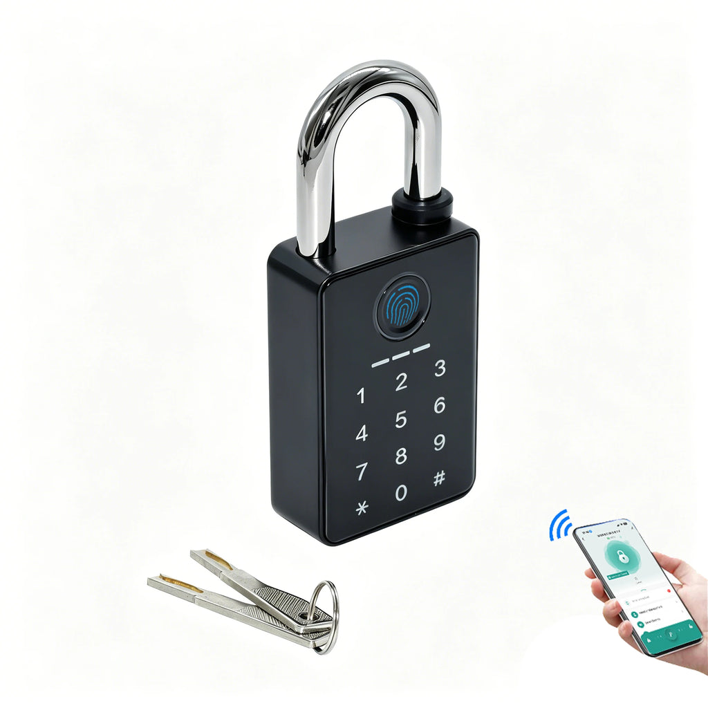 Waterproof Works With Tuya APP Smart Fingerprint Password RFID Padlock For Indoor Outdoor