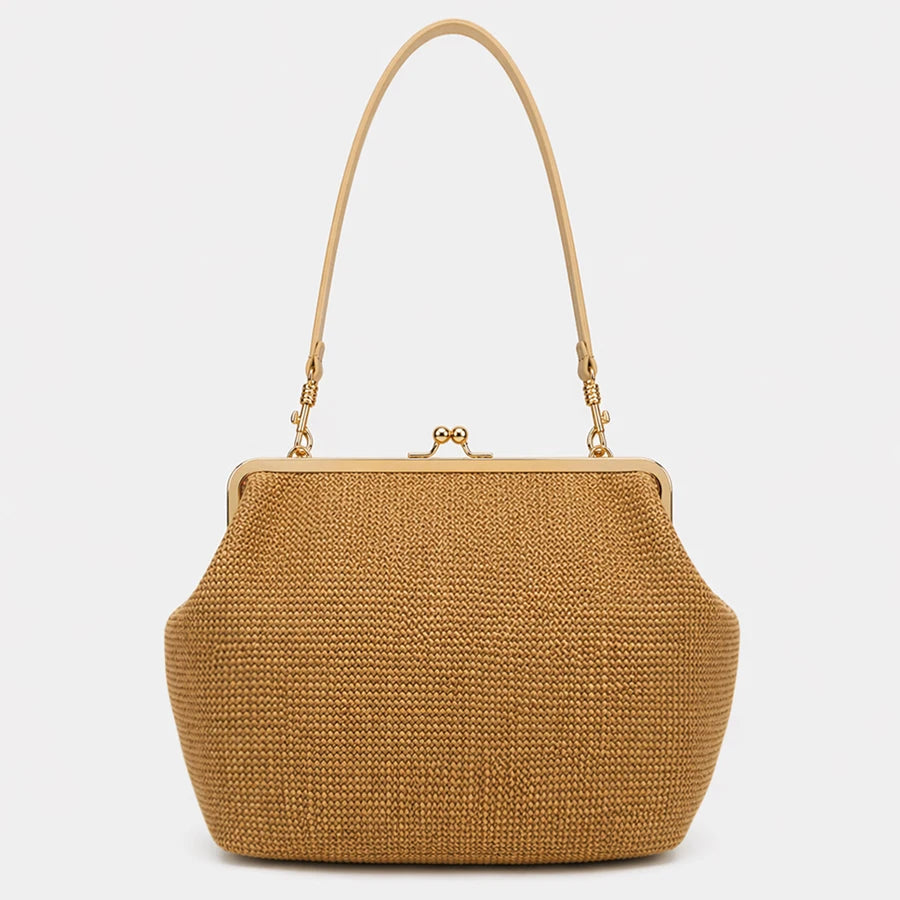 Fashion Large Striped Clip Shell Clucth Bag for Women Designer PP Straw Handbags Luxury Summer Beach Woven Bags Vacation 2026