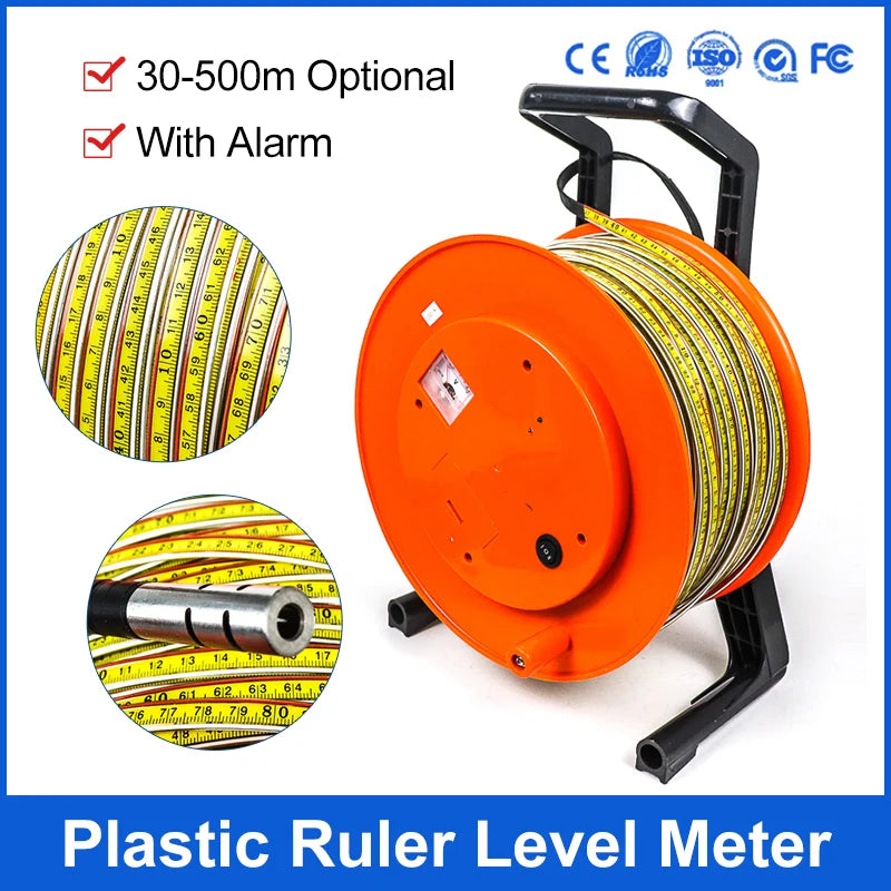 0-500M Plastic Portable Steel Ruler Water Level Meter With Alarm For Deep Wall