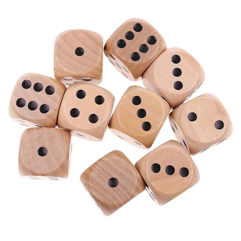 10PCS  Gift Game  20mm Round Corner Playing Games Desktop Game D6 Dice Square Point Dice Wooden Dice 6 Sided Dice