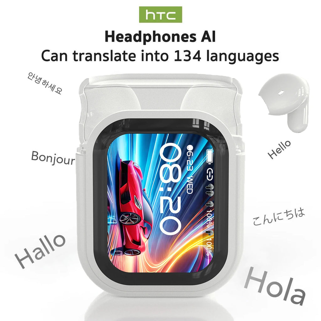 HTC NE20 Original Wireless Bluetooth Earphone In Ear AI Translate Earbud LED  Touchscreen HIFI Sound Noise Reduction Headset