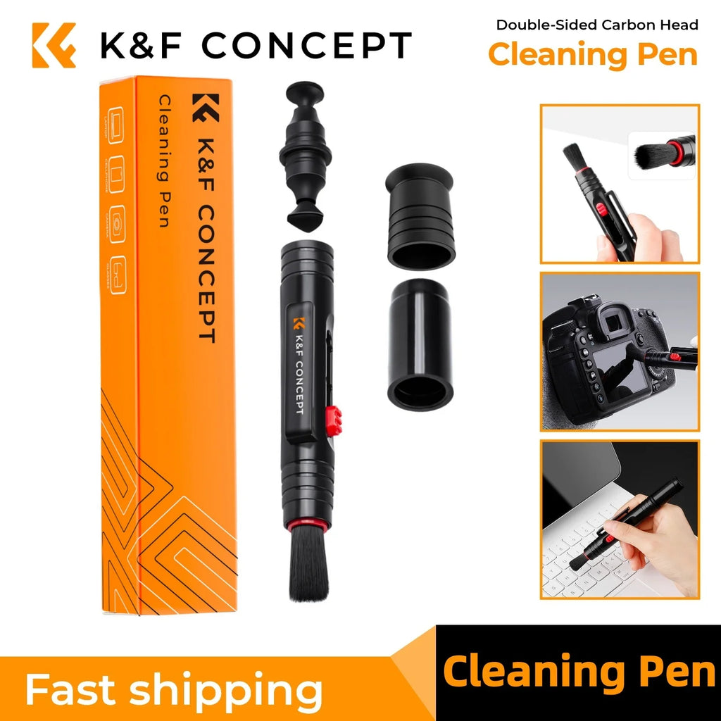 K&F CONCEPT Professional Lens Cleaning Pen with Soft Brush Carbon Head Bottom Sucker Lens Cleaning Pen for Canon Nikon Sony Fuji