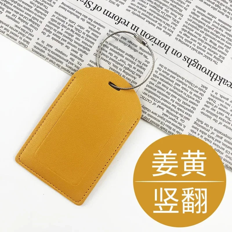 PU Leather Luggage Tag Suitcase Address Label Baggage Boarding Bag Tag Travel Accessories