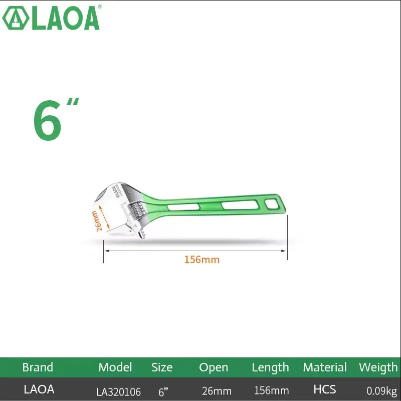 LAOA 6-12 inch Large Opening Adjustable Wrench Light Spanner Multifunctional Bathroom Pipe Wrench  Plumbing Repair Hand Tools