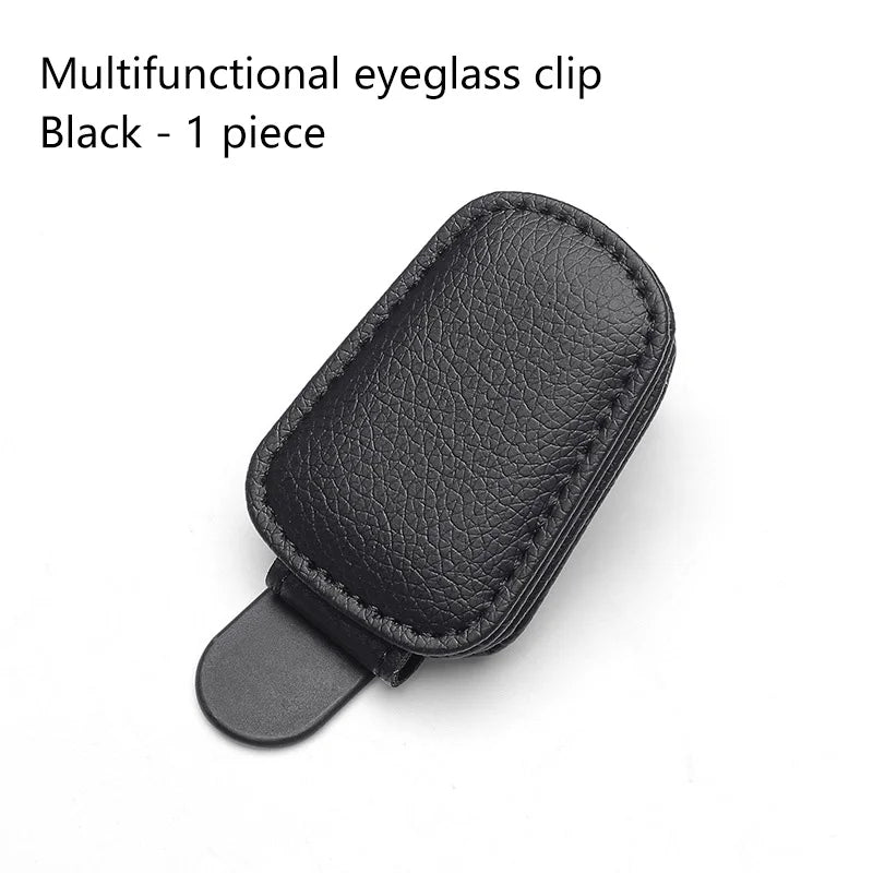 Multifunction Car Sun Visor Glasses Clip Leather Eyeglasses Clip Magnetic Sunglasses Holder Hanger Universal Interior Accessorie