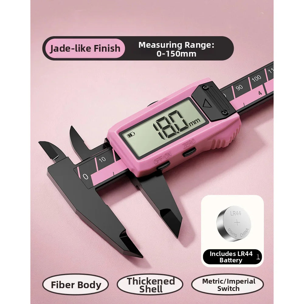 Digital Caliper 150mm Pink Nylon PA66 LCD Display For Jewelry Precision Measuring Tool Home Garden Workshop Equipment