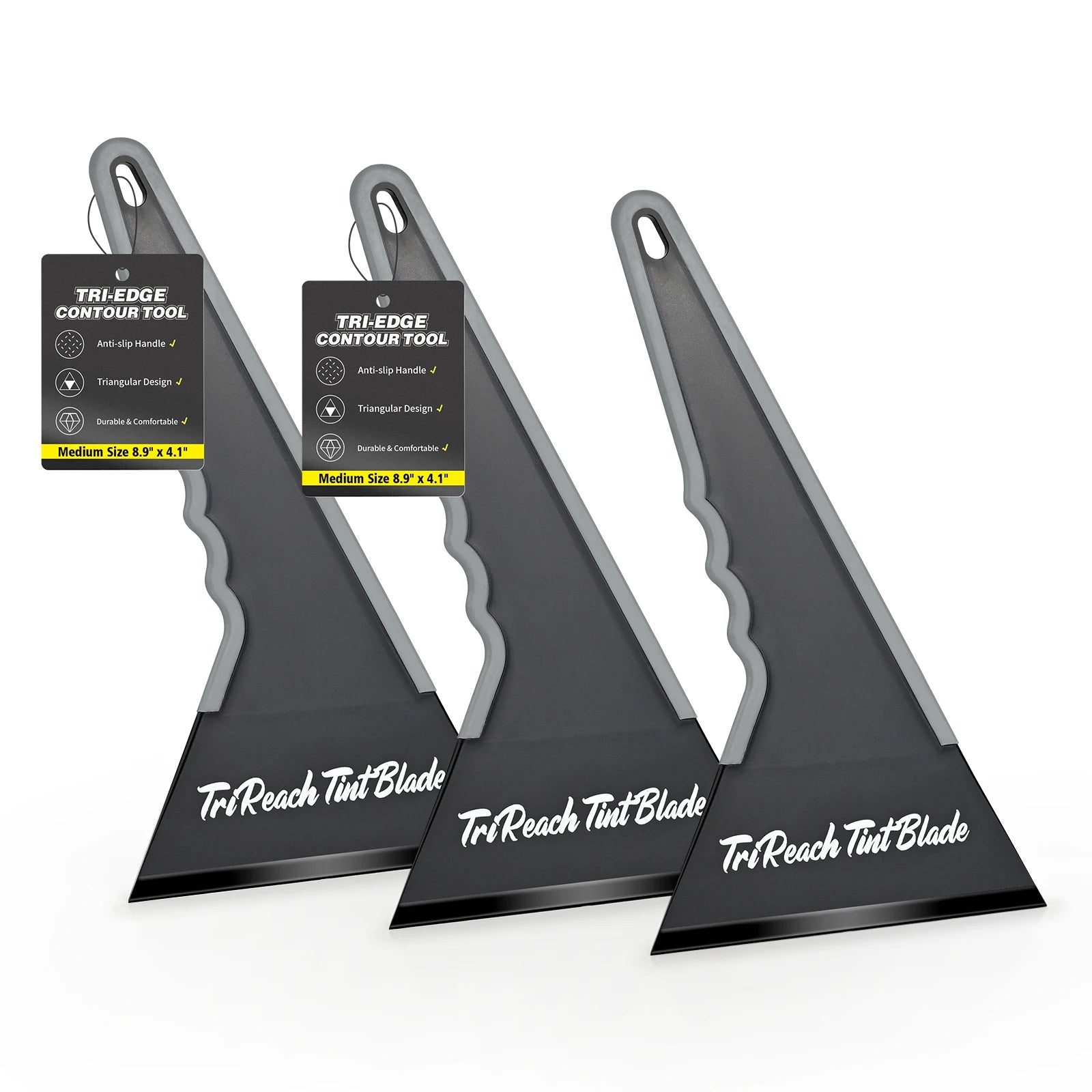 FOSHIO 3 Pack Sharp Triangular Squeegee Tool Plastic Contour Tip Scraper For Auto Car Glass Film Installation Windshield Tinting