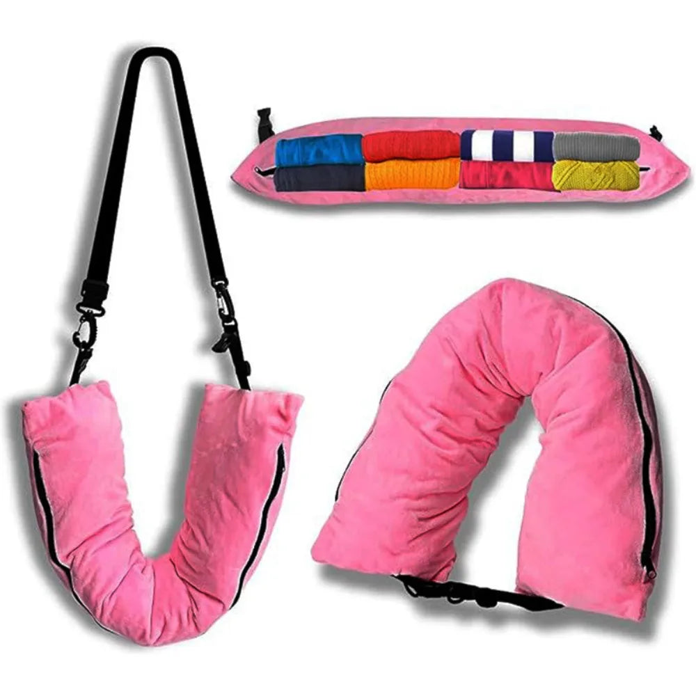 Multifunctional Fillable Travel Neck Pillow Comfortable U-Shaped Pillow Luggage Pillowcase Waterproof Portable Stuffable Neck