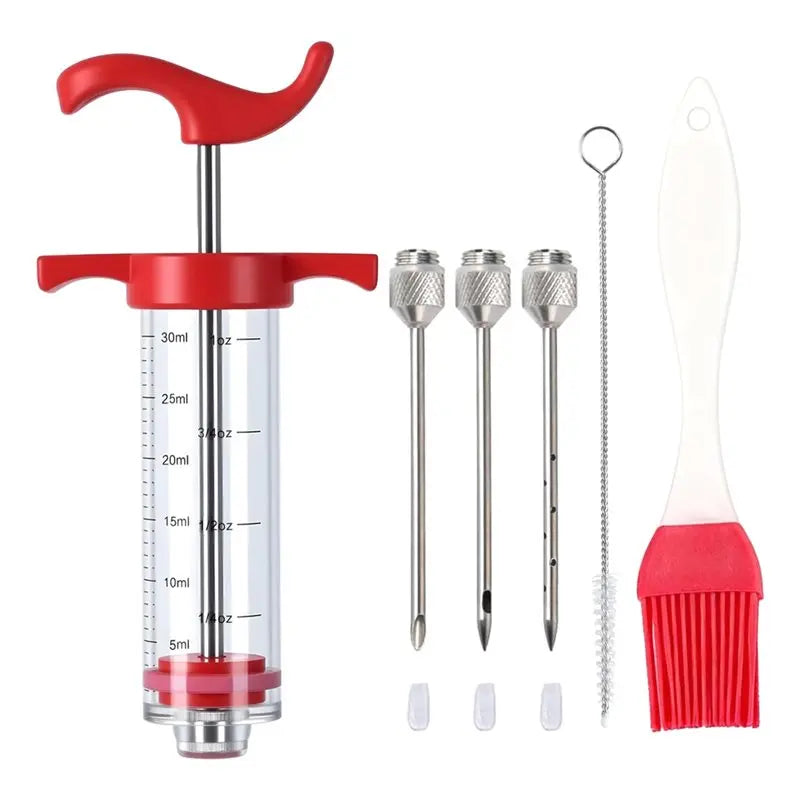 ABWP-Plastic For Smoking For BBQ Grill Turkey Injector Syringe Set, Marinade Injector Kit For Seasoning, Meat Injectors