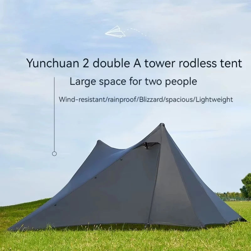 Yun Chuan double-sided silicon-coated double A pyramid 15D nylon rodless camping hiking outdoor ultralight tent