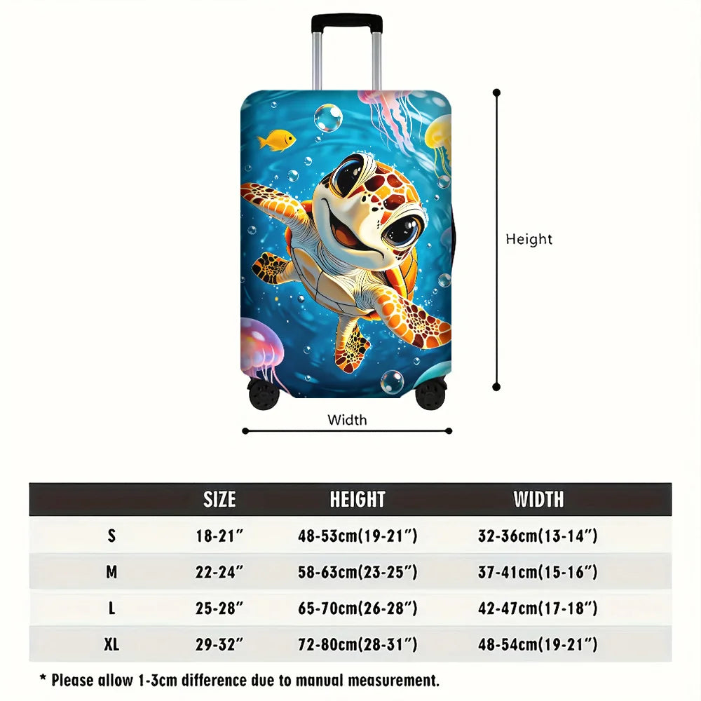 1 PC Turtle Print Luggage Cover for 18 – 32 inch luggage; dust and elastic travel accessories to effectively protect your lug