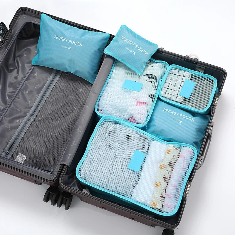 Waterproof luggage Clothing Underwear Storage Bag With Zipper Travel Storage Bag With large Capacity of 6 Pieces/set
