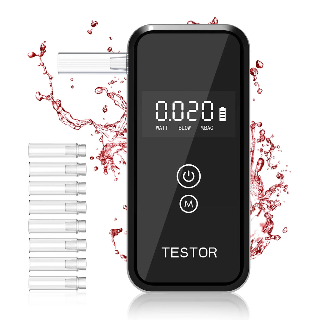 2025 Upgraded Alcohol Tester, 10s Fast & 99.9% Accurate, Portable Battery - Powered with 8 Mouthpieces for Driving Social Safety