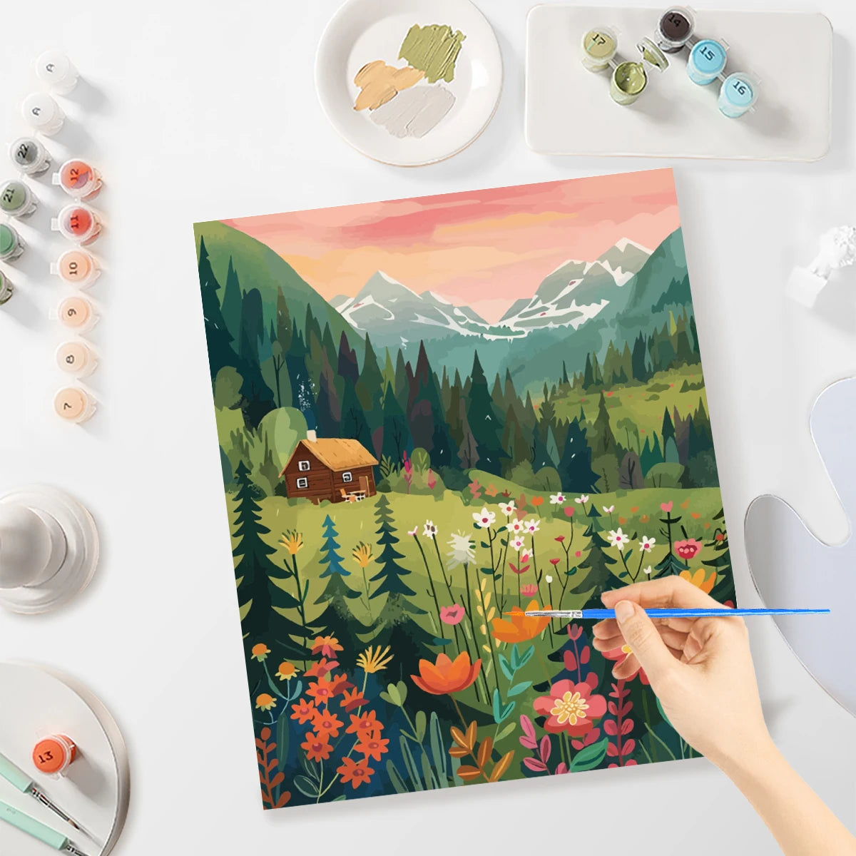 Village Diy Painting By Numbers For Adults Kits Landscape Picture With Numbers Starter Kit For Home Decors 40x50cm