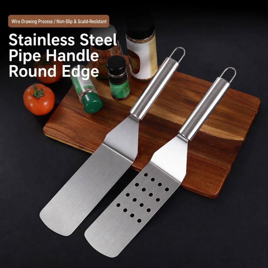 Stainless Steel Cooking Spatula Turner for BBQ, Frying, and Steak Kitchen Utensil