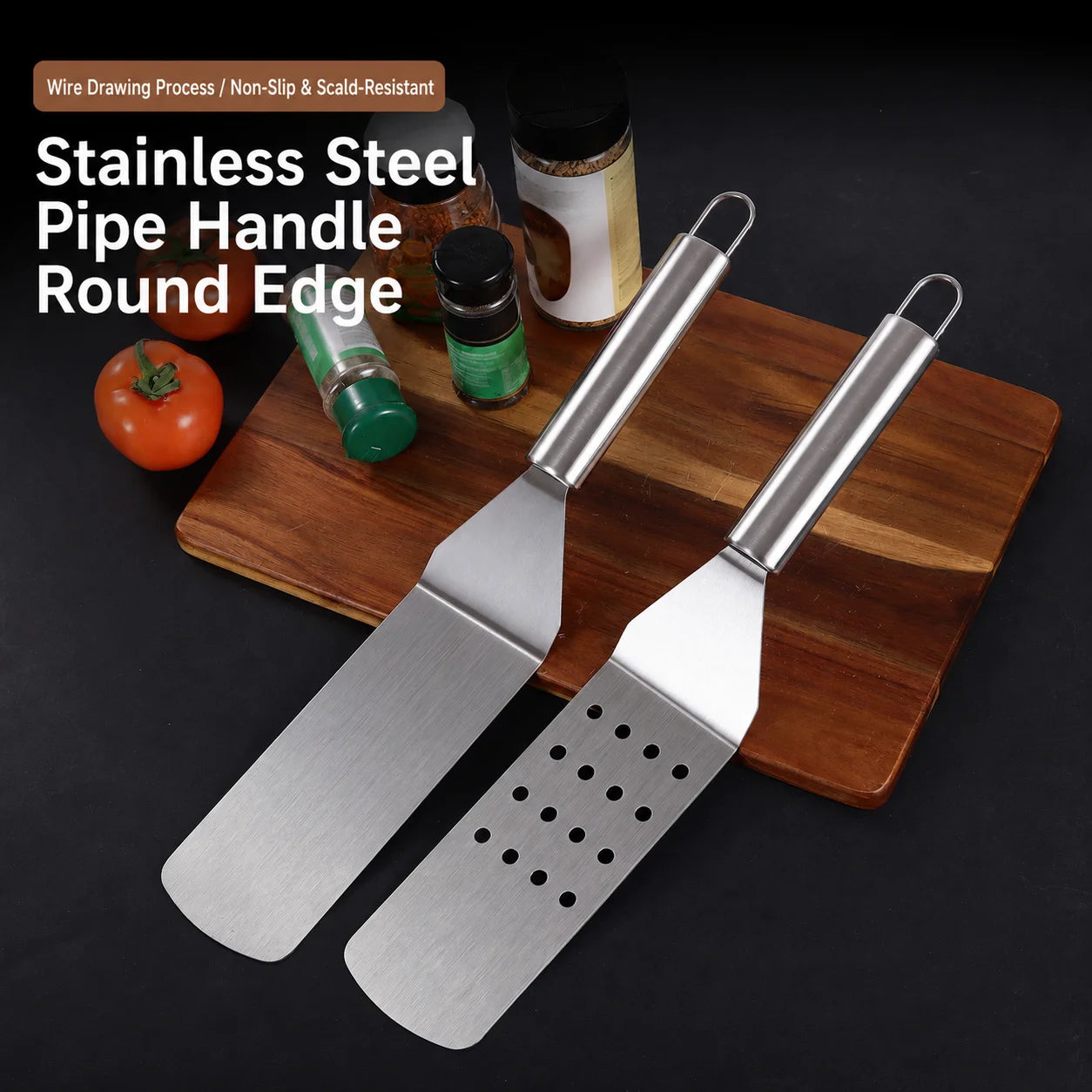 Stainless Steel Cooking Spatula Turner for BBQ, Frying, and Steak Kitchen Utensil