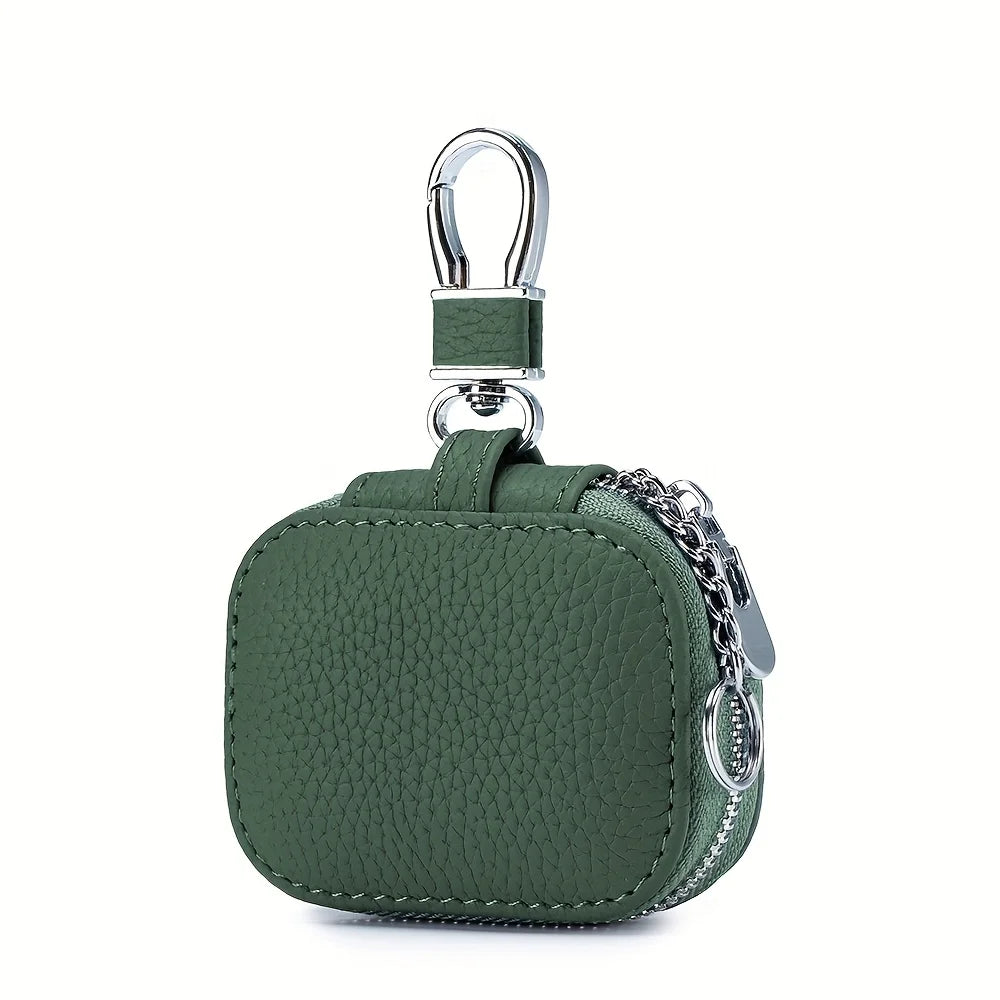 Earbud Carrying Case Small Compatible with PU Leather Earphone Case Protective Storage Pouch Bag with Mesh Pocket & Keychain for