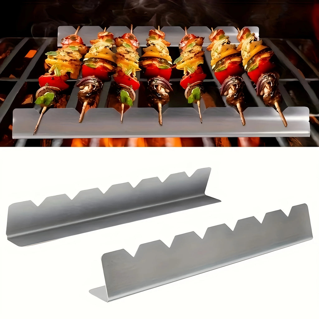 Multifunctional Stainless Steel Kebab Rack Barbecue Skewer Stand Warpresistant Kitchen EssentialSuitable Cooking Outdoor Use Cam