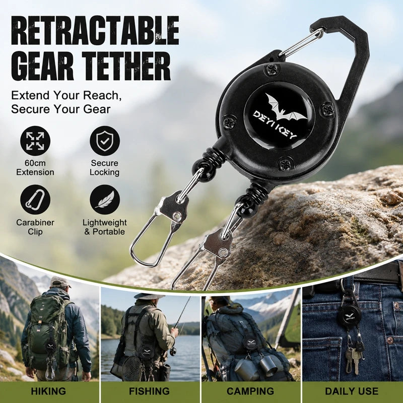 Double Headed Automatic Retractable Keychain Camping Hiking Supplies Anti-theft Elastic Keychain Carabiner Buckles 땡처리 캠핑용품