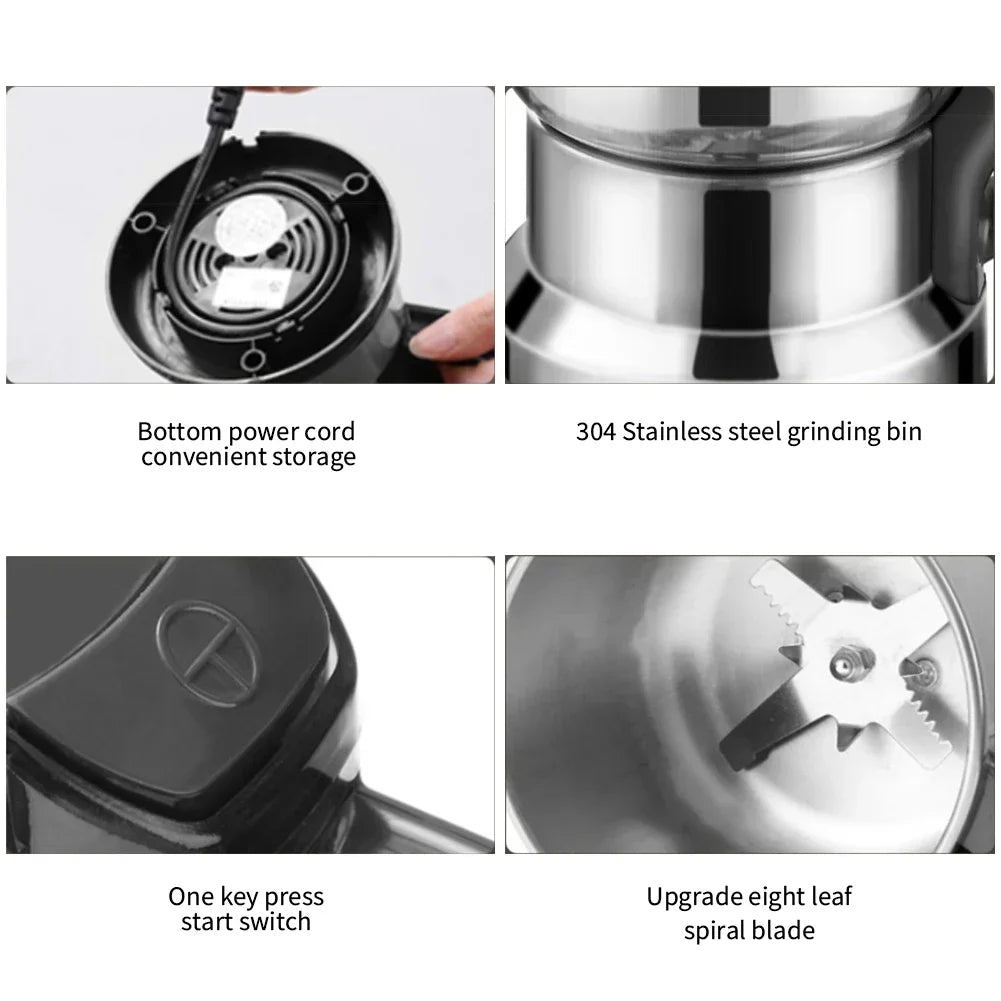 High Power Electric Coffee Grinder Kitchen Cereal Nuts Beans Spices Grains Grinder Machine Multifunctional Home Coffee Grinder
