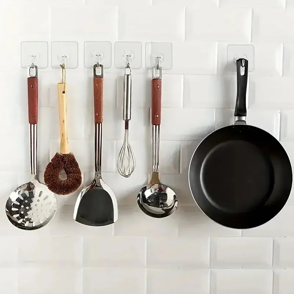 10/20/30PCS Kitchen Self-adhesive  Wall Hooks Multi-Purpose Stainless Steel Keys Towel Holder For Kitchen Bathroom Accessories