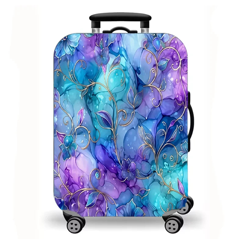 Luggage Cover, Marble Fluid Art Print Stretch Suitcase Protector for Travel, 11 Styles Abstract Modern Design