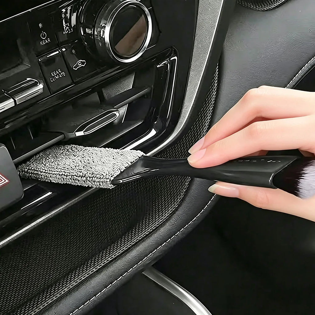car double head cleaning brush 2 in 1 duster interior detailing soft tool for vents dashboard screen