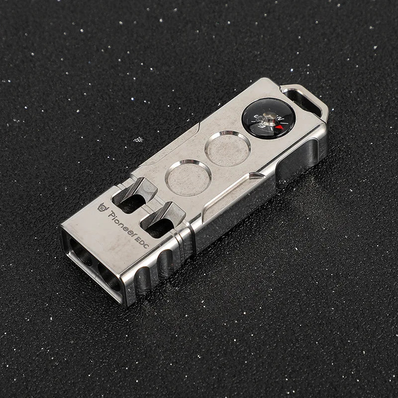 EDC Titanium Alloy Compass Double-tube Whistle High Frequency Pet Training Whistle EDC Portable Boutique Outdoor Camping Tools