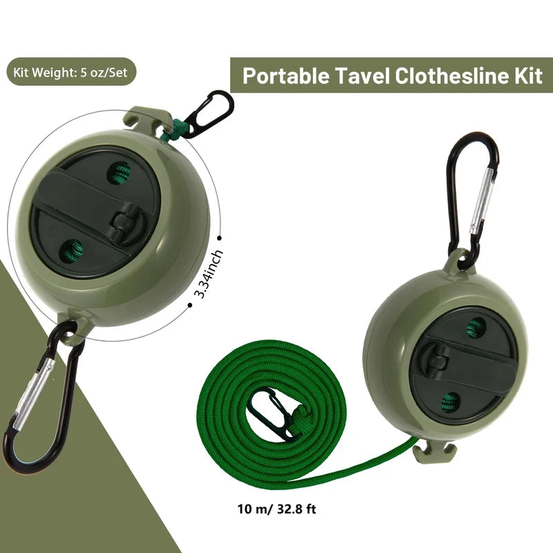 Multifunctional Portable Clothesline, Adjustable Retractable Clothes Line for Outdoor Camping Travel Home Use