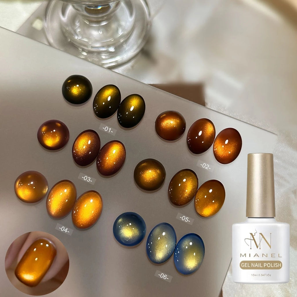MIANEL 10ML Specially Blended Golden Osmanthus Cat Eye Nail Polish Gel 2026 New Style Versatile Cat Eye Nail Polish Nail Art Set