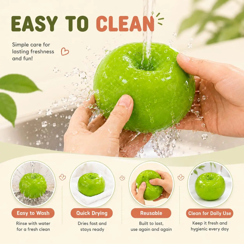 Green Apple Slushie Squishy Fidget Toy Crunchy Moldable Non-Bounce Sensory Stress Reliever Medium Grip Strength Slow Rising Gift