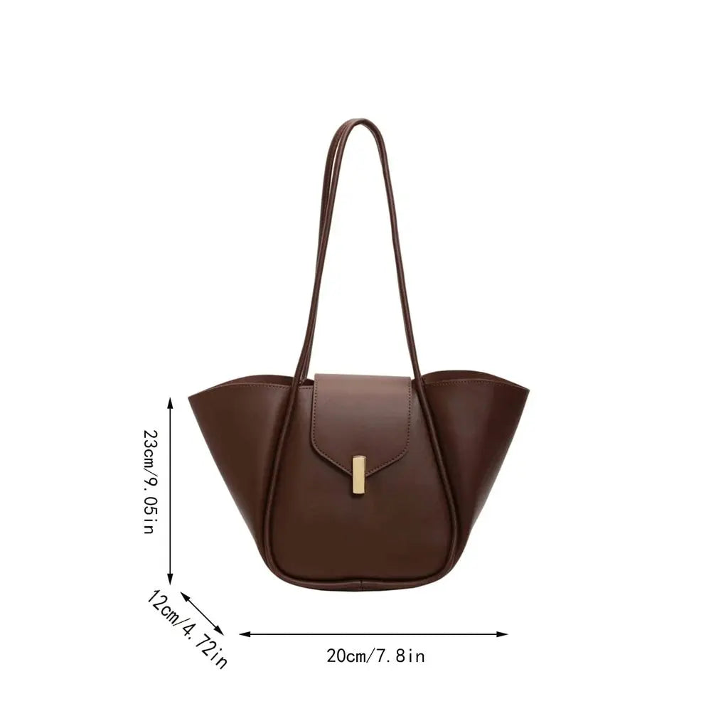 New Fashion Classic Joker Solid Color Pu Waterproof Fabric, Magnet Opening And Closing Design, LargeCapacity Shoulder Tote Bag,